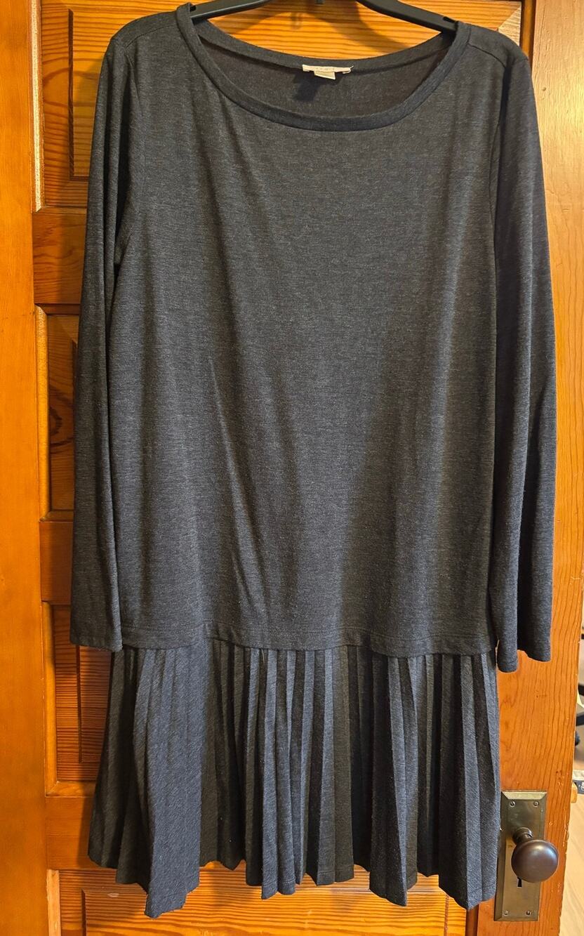 LOFT long sleeve drop waist dress gray XL